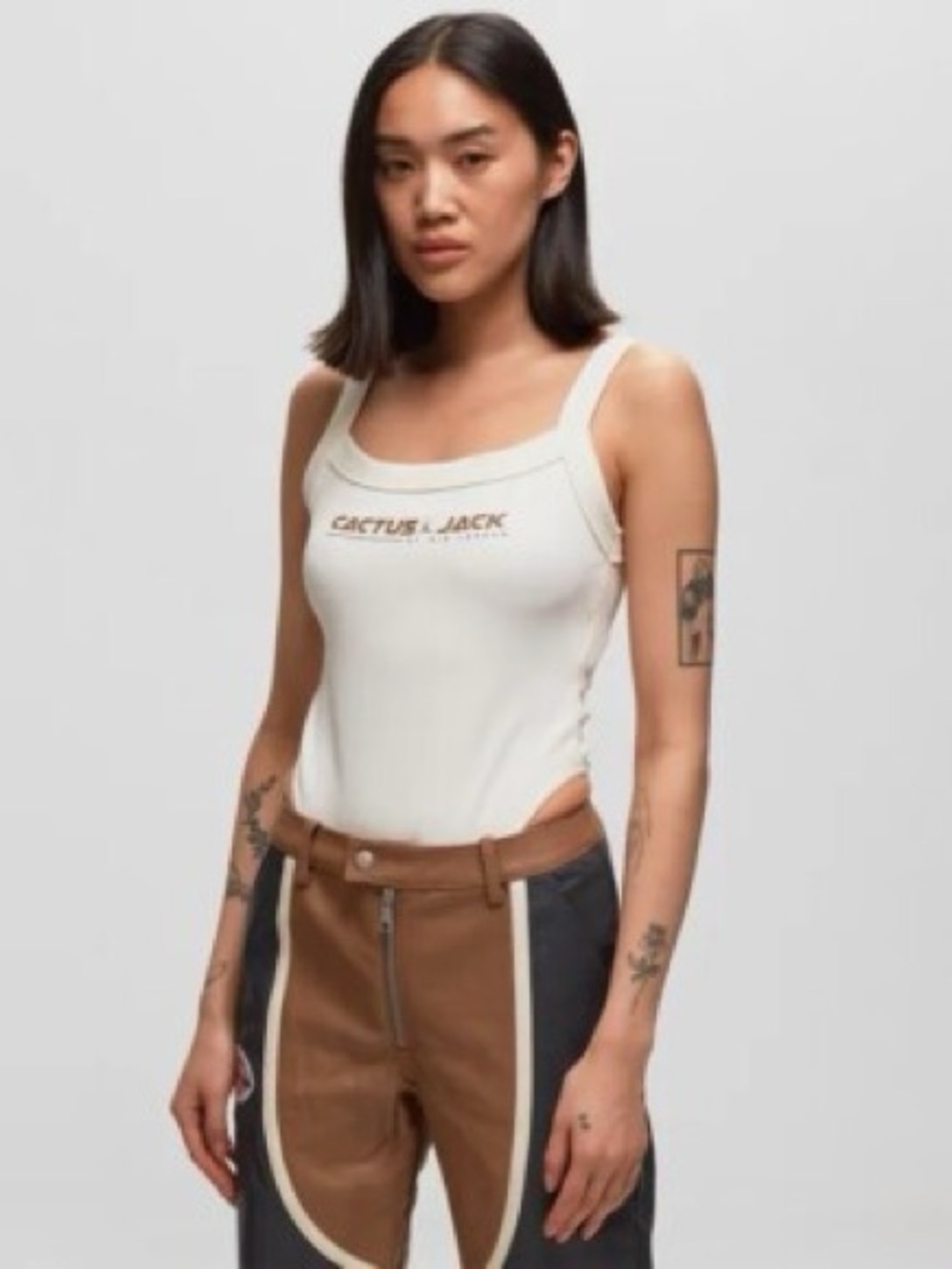 Cactus Jack x Jordan Cream Tank with Brown Logo